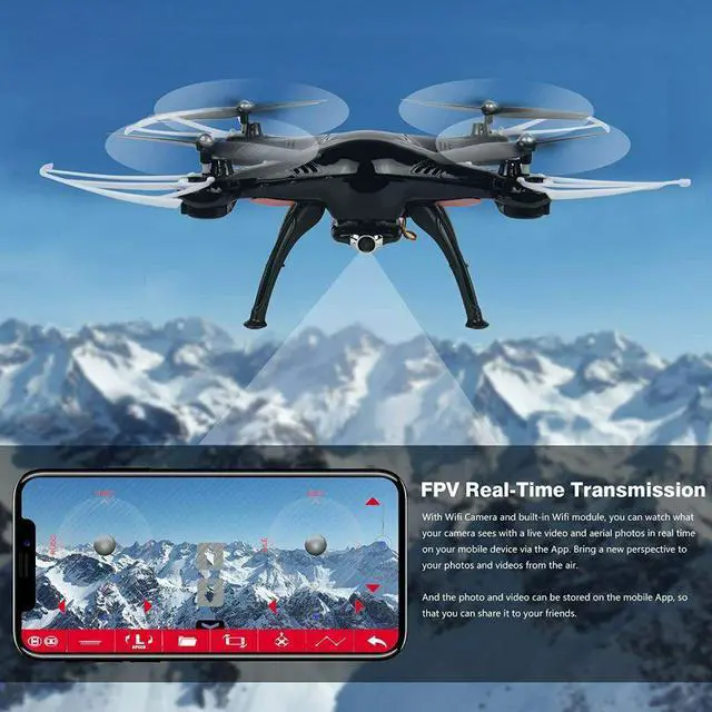 Alt view image 2 of 6 - X5SW-V3 FPV RC Quadcopter Drone w/ HD 720P Camera 2.4G Drone RTF Adult Kids