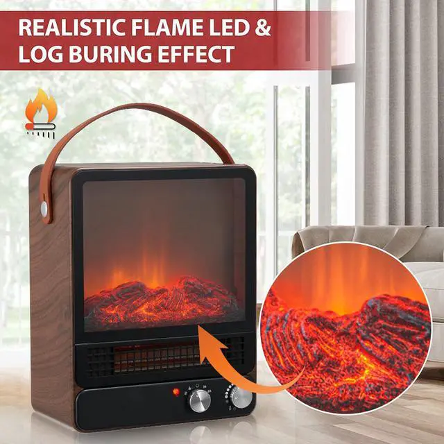 Alt view image 2 of 6 - 1500W 3D Electric Fireplace Freestanding Heater Flame Stove