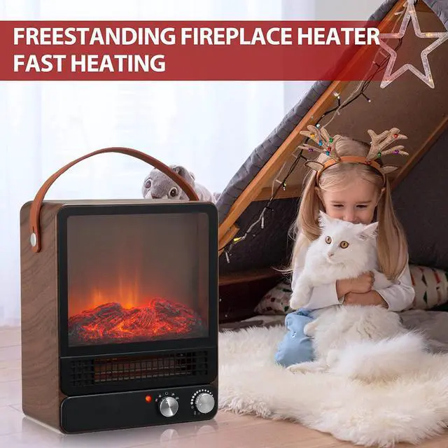 Alt view image 4 of 6 - 1500W 3D Electric Fireplace Freestanding Heater Flame Stove