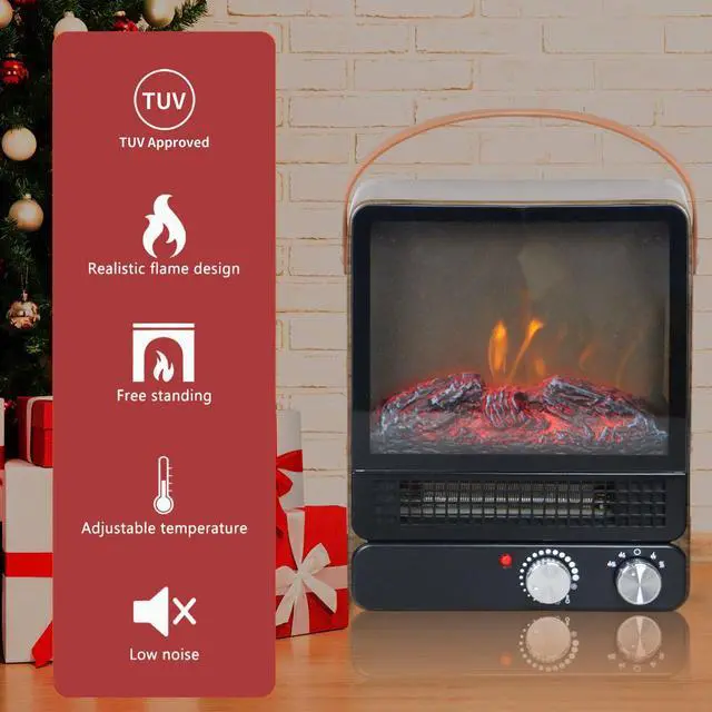 Alt view image 6 of 6 - 1500W 3D Electric Fireplace Freestanding Heater Flame Stove