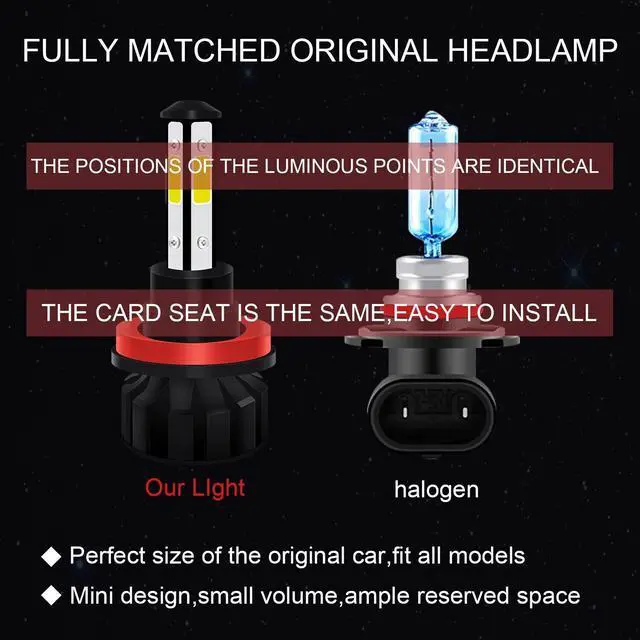 Alt view image 3 of 6 - For Ford Fusion Focus LED Headlights Kit Low Beam Fog Light Bulbs 8000K Combo 4x