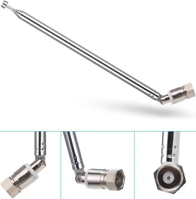Alt view image 5 of 6 - F Type Telescopic Aerial Antenna 75 Ohm w/ 3.5 Adapter For Wave Radio TV FM