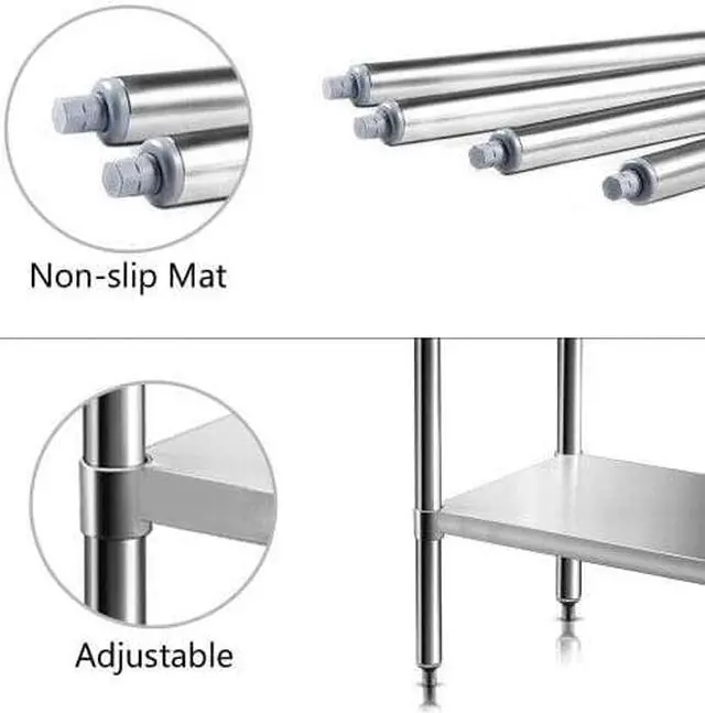 Alt view image 6 of 6 - Stainless Steel 48"x24" Kitchen Restaurant Work Prep Table Backsplash Heavy Duty