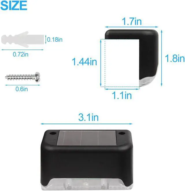 Alt view image 4 of 6 - 8 Pack Solar Deck Lights Outdoor Waterproof LED Steps Lamps for Stairs Fence