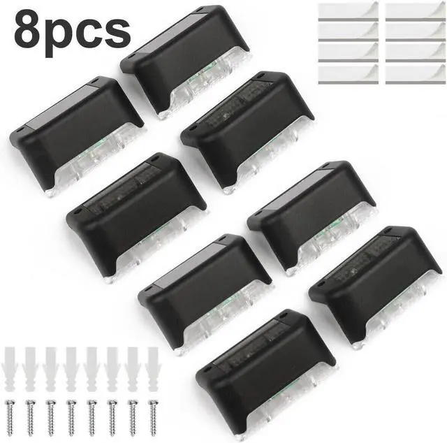 Alt view image 2 of 6 - 8 Pack Solar Deck Lights Outdoor Waterproof LED Steps Lamps for Stairs Fence