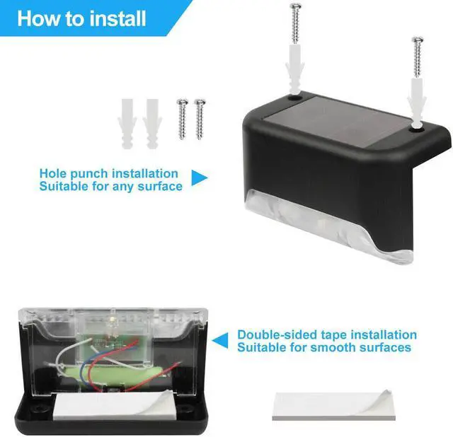 Alt view image 3 of 6 - 8 Pack Solar Deck Lights Outdoor Waterproof LED Steps Lamps for Stairs Fence