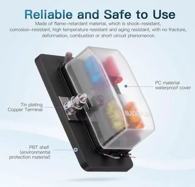 Alt view image 5 of 6 - 4Way Blade Fuse Box Block Holder LED Indicator for 12V 24V Car Marine Automotive