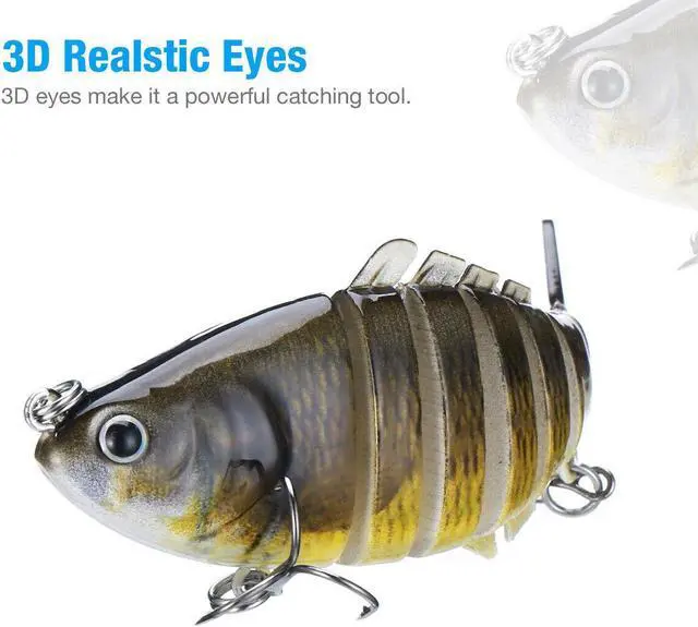 Alt view image 3 of 6 - 5 Pcs 6-Segments Fishing Lures Fish Minnow Swimbait Tackle Hook Lure Crank Bait