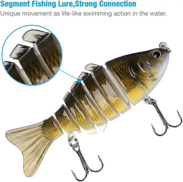 Alt view image 4 of 6 - 5 Pcs 6-Segments Fishing Lures Fish Minnow Swimbait Tackle Hook Lure Crank Bait