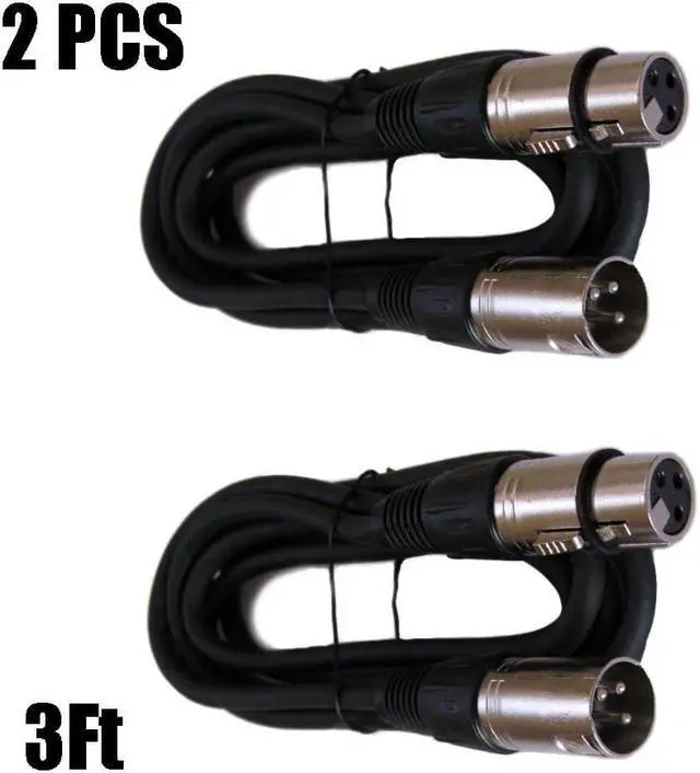 Main image of 2x 3FT XLR Pro 3Pin Male to Female Mic Microphone Audio Shielded Extension Cable