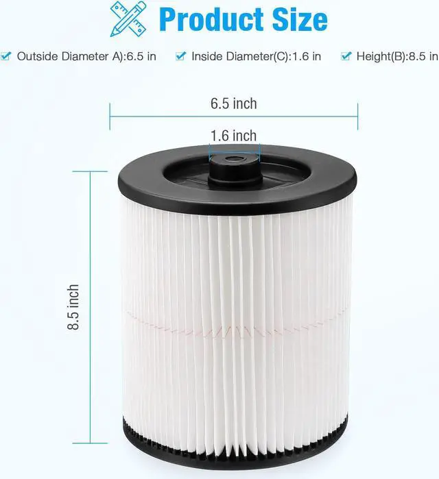 Alt view image 4 of 6 - For ShopVac Replacement Vacuum 17816 9-17816 Craftsman Wet Dry Cartridge Filter