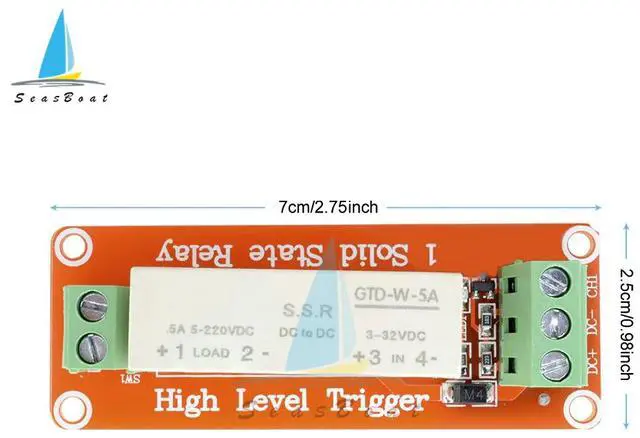 Alt view image 5 of 6 - DC3-32V 5A 1 Way SSR Solid State Relay High and Low Level Trigger Solid State Relay for Arduino