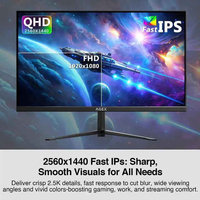 Alt view image 3 of 7 - Z-EDGE AGEX Series AG27QS 27" QHD 2560x1440 275Hz 1ms IPS Gaming Monitor, HDMI x2, DP x1