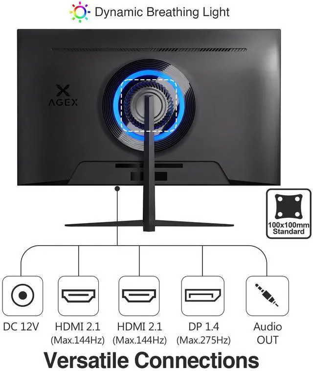 Alt view image 7 of 7 - Z-EDGE AGEX Series AG27QS 27" QHD 2560x1440 275Hz 1ms IPS Gaming Monitor, HDMI x2, DP x1