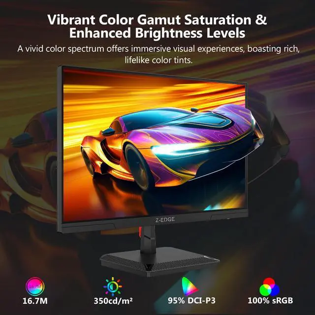 Alt view image 4 of 7 - Z-EDGE G27IS 27 inch 2K QHD 2560x1440 320Hz 1ms Fast IPS Gaming Monitor, 16.7M Colors, sRGB 99%, HDMI x2, DisplayPort x2