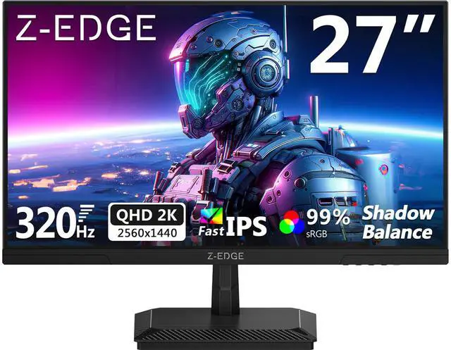 Main image of Z-EDGE G27IS 27 inch 2K QHD 2560x1440 320Hz 1ms Fast IPS Gaming Monitor, 16.7M Colors, sRGB 99%, HDMI x2, DisplayPort x2