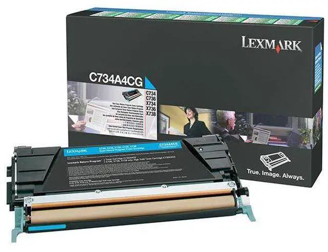 Alt view image 8 of 11 - Lexmark C734A4CG Return Program Toner Cartridge - Cyan