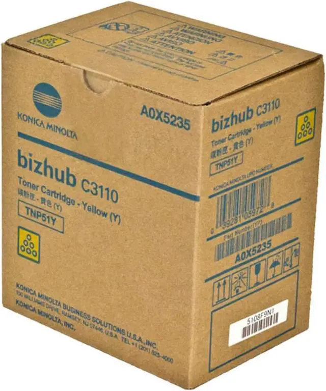 Alt view image 6 of 10 - Yellow Toner Cartridge for Konica Minolta A0X5235 bizhub C3110, Genuine Konica Minolta Brand