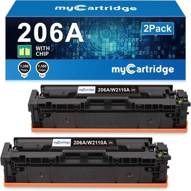 Main image of 206A Black Toner Cartridge 2 Pack (with Chip) Compatible Replacement for HP 206A 206X for Color Laserjet Pro MFP M283fdw M283cdw M283fdn M282nw M255dw M255nw M283 M255 Printer W2110A W2110X High Yield