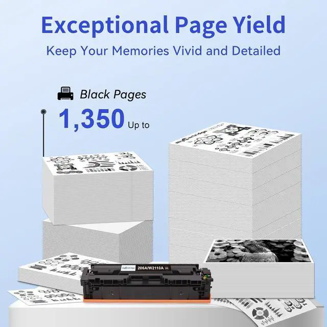 Alt view image 3 of 6 - 206A Black Toner Cartridge 2 Pack (with Chip) Compatible Replacement for HP 206A 206X for Color Laserjet Pro MFP M283fdw M283cdw M283fdn M282nw M255dw M255nw M283 M255 Printer W2110A W2110X High Yield