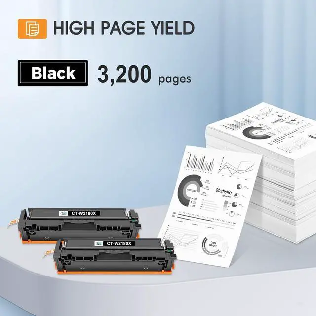 Alt view image 3 of 6 - 218X W2180X 218A Black Toner Cartridges 2 Pack Compatible Replacement for HP 218X 218A Color Pro MFP 3301fdw 3301cdw 3301sdw 3201dw Printer Ink Set W2180X W2180A Black High Yield