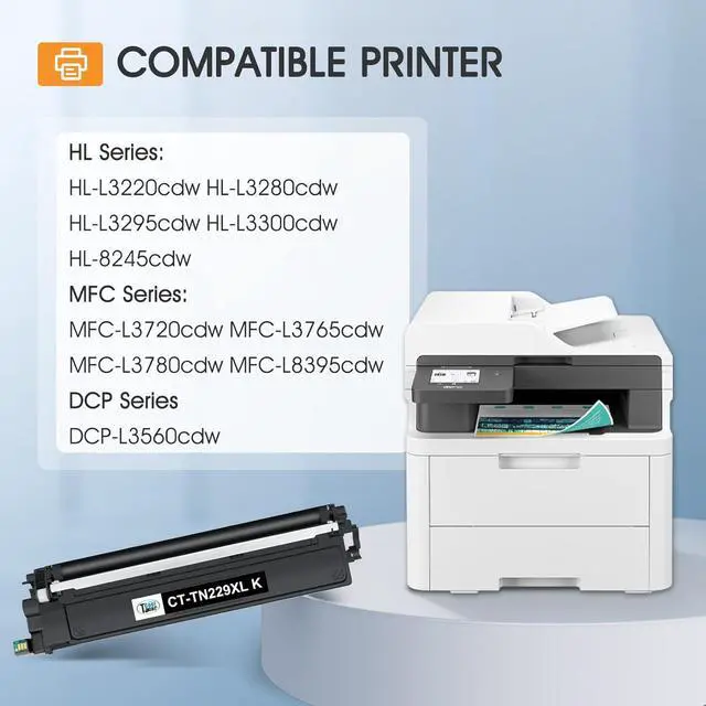 Alt view image 2 of 6 - TN229 TN229XL 229XL MFC-L3780CDW Toner Cartridges: Compatible for Brother TN229XL TN229 TN 229 HL-L3220CDW HL-L3280CDW MFC-L3720CDW HL-L3300CDW HL-L3295CDW Printer ( 229XL Toner Cartridges 4 Pack)