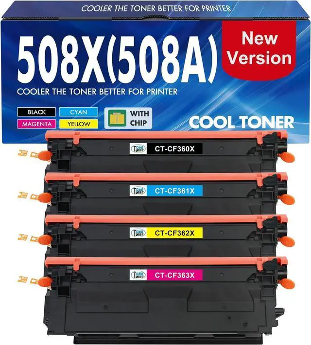 Main image of 508X 508A Toner Cartridge Set 4-Pack High Yield Replacement for HP 508A 508X M553 Toner Laserjet Enterprise M553 M552 553 MFP M577 CF360X CF361X CF362X CF363X (New Version, Black Cyan Magenta Yellow)