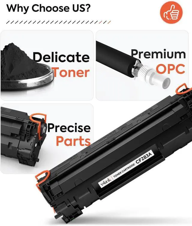 Alt view image 5 of 7 - v4ink Compatible CF283A Toner Cartridge Replacement for HP 83A CF283A for use in MFP M127fw M127fn M125nw M201dw M201n M225dn M225dw M125a Series Printer (Black, 4 Pack)