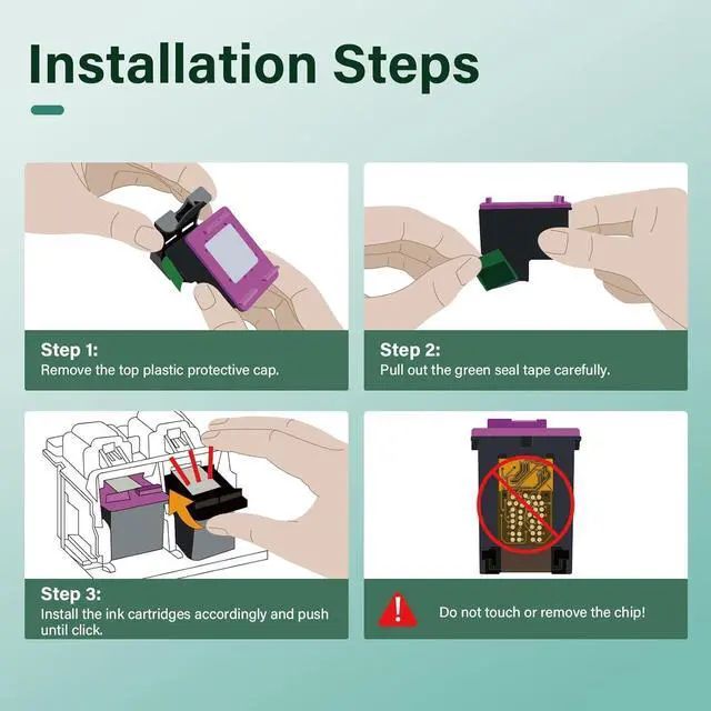 Alt view image 4 of 7 - 63 63XL Black Ink Cartridge Remanufactured Replacement for HP Ink 63 XL for HP Envy 4520 Officejet 3830 4650 5255 5258 5200 4655 4512 Deskjet 1112 3630 Printer 2-Pack