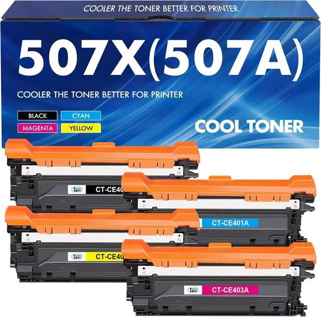 Main image of 507X 507A Toner Cartridges 4 Pack Compatible for HP 507X 507A High Yield CE400X CE401A CE402A CE403A for HP Laserjet Enterprise 500 Color M551 M551n M551dn M551xh M570dn M570dw M575f Printer
