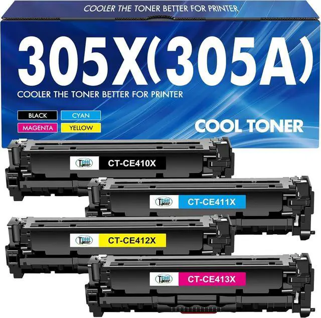 Main image of 305X 305A Toner Cartridge 4-Piece Combo Pack Compatible for HP 305X 305A CE410X CE411X CE412X CE413X for HP Laserjet Pro 400 Color MFP M451nw M475dn M451dn M351 M375 M451 M475 Series Printer