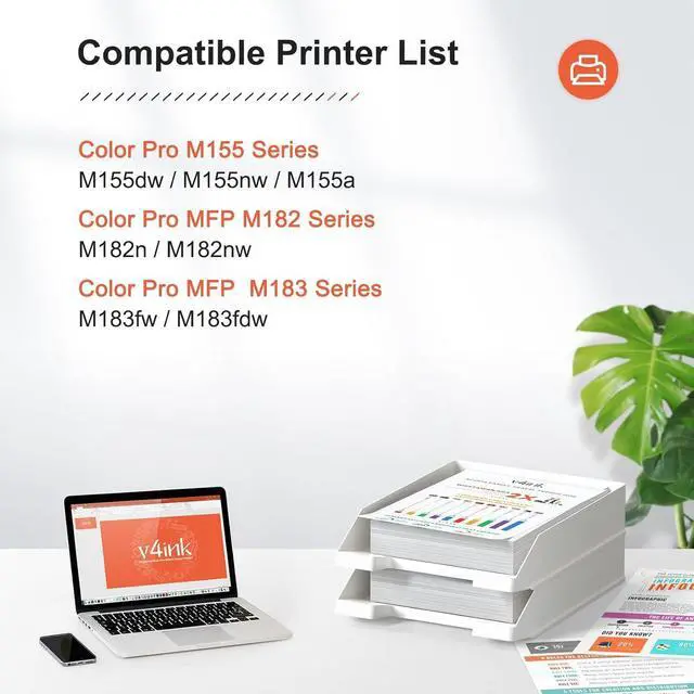 Alt view image 3 of 7 - v4ink 215A Toner Cartridge Compatible Replacement for HP 215A W2310A W2311A W2312A W2313A Works for HP Color Pro MFP M182 M183 M155 Series MFP M183fw M182n M182nw M155nw M155a Printer 4-Pack With Chip