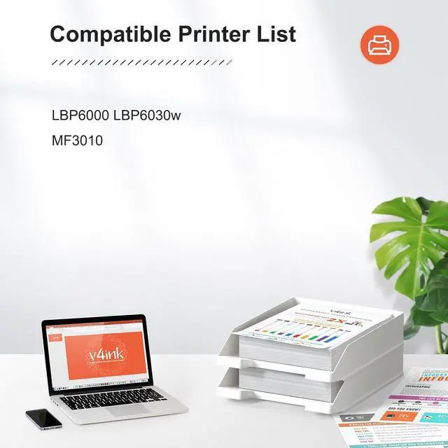 Alt view image 2 of 6 - v4ink 4PK Compatible CRG-125 Toner Cartridge Replacement for Canon 125 CRG125 3484B001AA CE285A Toner Black Ink for Canon ImageClass LBP6030W LBP6030 LBP6000 MF3010 Printer