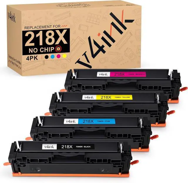 Main image of v4ink 218X Toner Cartridges 4 Pack (No Chip) Compatible Replacement for HP 218X 218A High-Yield W2180X W2181X W2182X W2183X Works with Color Pro 3201 MFP 3301 Series 3301cdw 3301fdw 3301sdw 3201dw