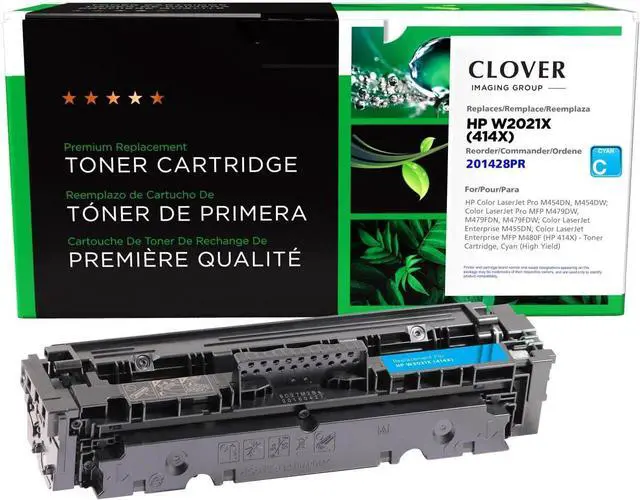 Main image of Clover Remanufactured High Yield Toner Cartridge (Reused OEM Chip) Replacement for HP 414X (W2021X) Cyan