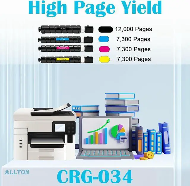 Alt view image 3 of 6 - CRG-034 034 Toner Cartridge High Yield Toner Cartridge 034 9454B001 9453B001 9452B001 9451B001 Toner Replacement for Canon imageCLASS MF810Cdn MF820Cdn Printer(4-Pack)
