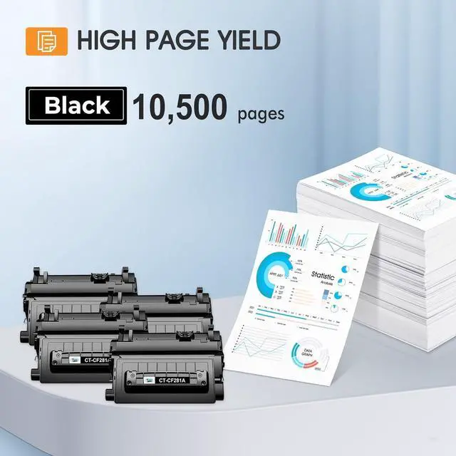 Alt view image 3 of 7 - CF281A 81A Black Toner Cartridge4-Pack Compatible Replacement for HP 81A CF281A 81X CF281X Toner Cartridge for HP Laserjet Enterprise MFP M604 M605 M630h M630dn M630f M630z M606 M630 Printer