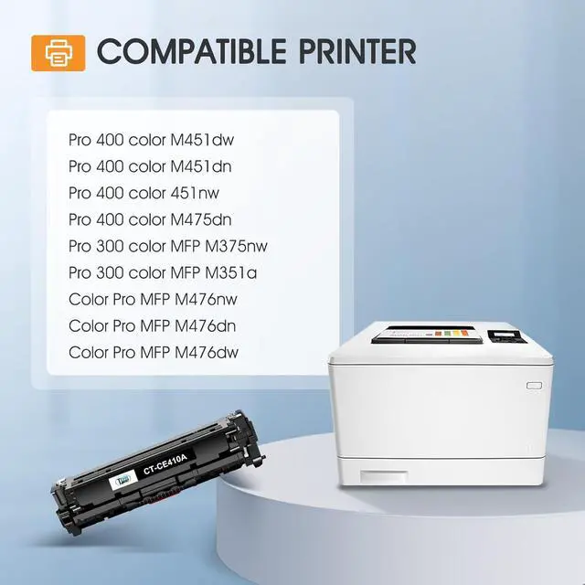 Alt view image 2 of 7 - 305A Toner Cartridge 4-Piece Combo Pack Compatible for HP 305A 305X CE410A CE411A CE412A CE413A for HP Laserjet Pro 400 Color MFP M451nw M475dn M451dn M476nw M351 M375 M451 M475 Series Printer