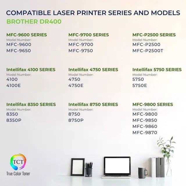 Alt view image 2 of 6 - TCT DR400 Drum Unit - Premium Compatible Replacement for Brother DR-400 DR400 Works with Brother DCP-1200 1400, HL-1240DX, MFC-8300 P2500 P2500T, IntelliFax-4100 4100E 8750P Printers (20,000 Pages)