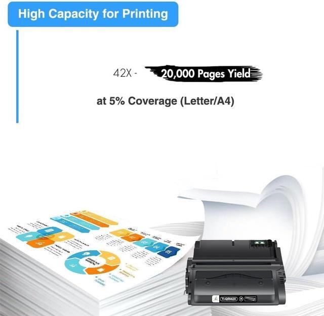 Alt view image 3 of 6 - TRUE IMAGE Compatible 42X Black Toner Cartridge Replacement for HP 42A 42X Q5942A Q5942X, 38A 38X Q1338A Q1338X Work for HP Laserjet 4240 4250 4350 Series Printer-2 Black