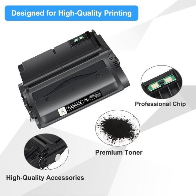 Alt view image 4 of 6 - TRUE IMAGE Compatible 42X Black Toner Cartridge Replacement for HP 42A 42X Q5942A Q5942X, 38A 38X Q1338A Q1338X Work for HP Laserjet 4240 4250 4350 Series Printer-2 Black