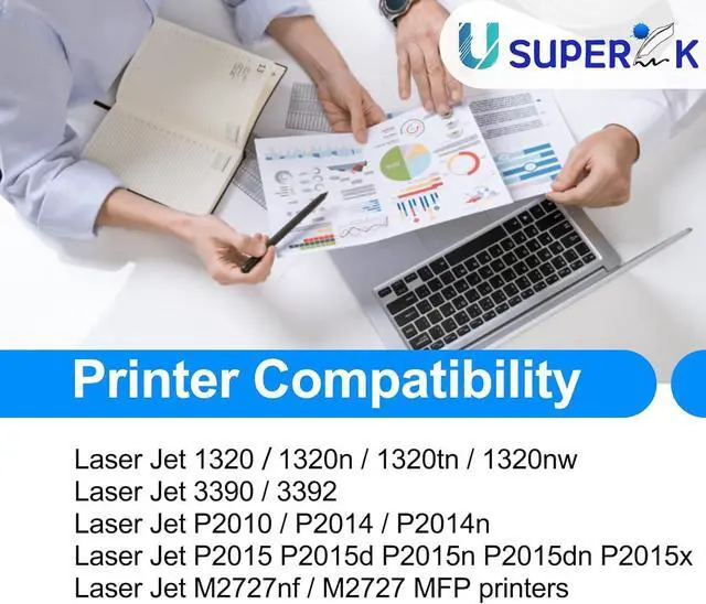 Alt view image 2 of 7 - USUPERINK Compatible Q5949X Q7553X Toner Cartridge Replacement for HP 49X Q5949X 53X Q7553X for HP Laserjet P2015dn P2015 P2015d 1320 1320n 3390 3392 M2727nf P2014 P2010 Printer (Black, 2-Pack)