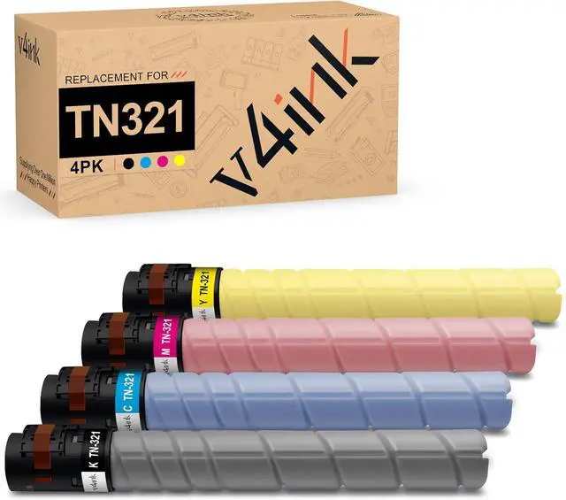 Main image of v4ink TN321 Toner Cartridge Replacement for Konica Minolta Bizhub TN321 TN-321 for Konica Minolta Bizhub C224e C364e C284e C224 C284 C364 C7822 C7828 Printer Ink (4-Pack, TN321K TN321C TN321M TN321Y)