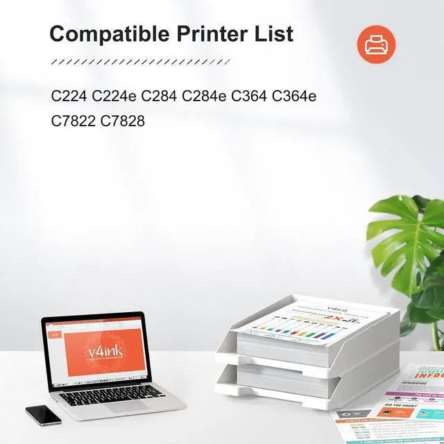 Alt view image 2 of 5 - v4ink TN321 Toner Cartridge Replacement for Konica Minolta Bizhub TN321 TN-321 for Konica Minolta Bizhub C224e C364e C284e C224 C284 C364 C7822 C7828 Printer Ink (4-Pack, TN321K TN321C TN321M TN321Y)