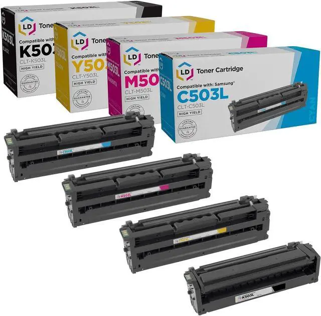 Main image of LD Products Compatible Toner Cartridge Replacements for Samsung CLT-503L High Yield (1 Black, 1 Cyan, 1 Magenta, 1 Yellow, 4-Pack) Compatible with Samsung Xpress SL-C3010ND SL-C3060FR SL-C3060ND