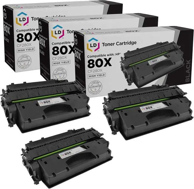 Main image of LD Compatible Toner Cartridge Replacements for HP 80X CF280X High Yield (Black, 3-Pack)