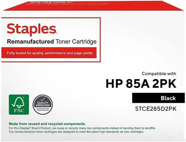 Main image of Staples Remanufactured Toner Cartridge Replacement for HP 85A (Black, 2-Pack)