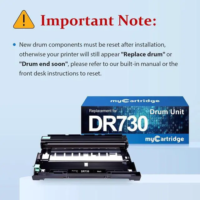 Alt view image 7 of 7 - myCartridge Compatible DR730 Drum Unit Replacement for Brother DR-730 DR730 DR 730 to Compatible with MFC-L2710DW MFC-L2750DW HL-L2370DW HL-L2395DW DCP-L2550DW HL-L2350DW Printer (2 Drum, NOT Toner)