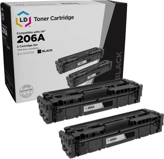 Main image of LD Products Compatible Toner Cartridge Replacement for HP 206A 206X W2110A W2110X (Black, 2-Pack) for HP Color Pro M283fdw M255dw MFP M283cdw M282nw M283 M255 Printer Ink