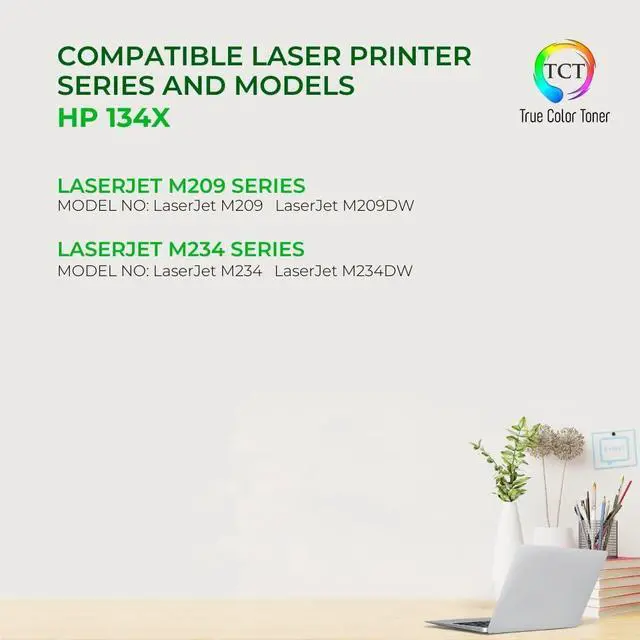 Alt view image 2 of 6 - TCT 134X Toner Cartridge - Compatible Replacement for HP 134X W1340X Black High Yield Works with HP Laserjet M209 M209dw M209dwe MFP M234 M234dwe Printers (2,400 Pages)